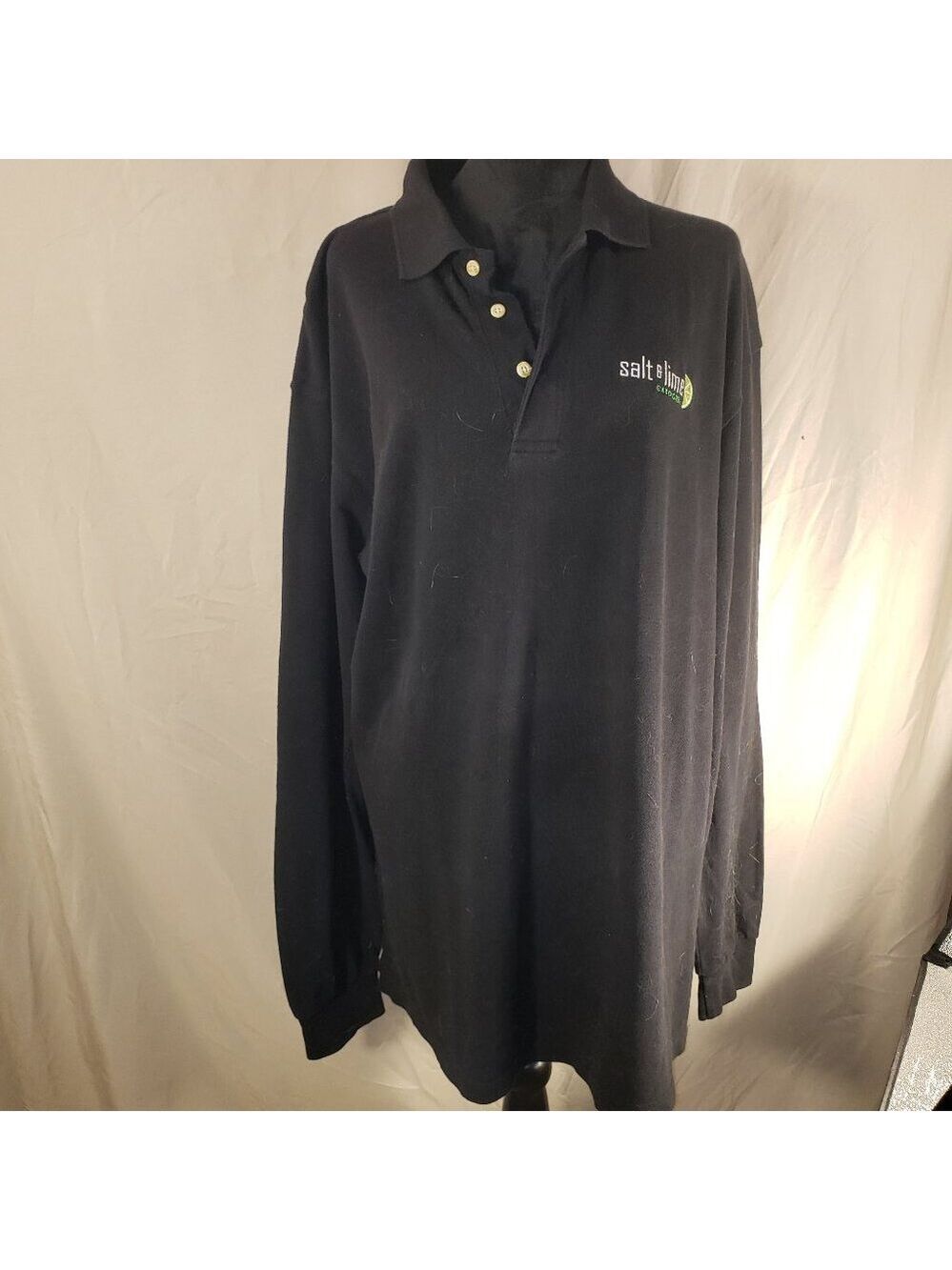Salt & Lime Cabo Grill Logo Embroidered Black Long Sleeve Polo - XL